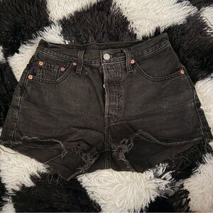 Levi’s 501 Black Distressed Denim Shorts